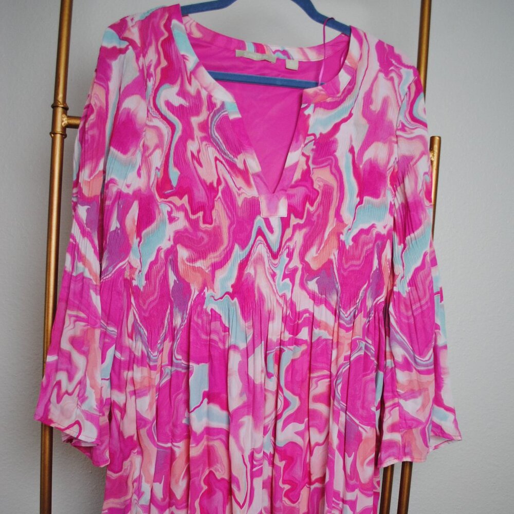 Pink Patterned Sunny Leigh XL Flowy Dress